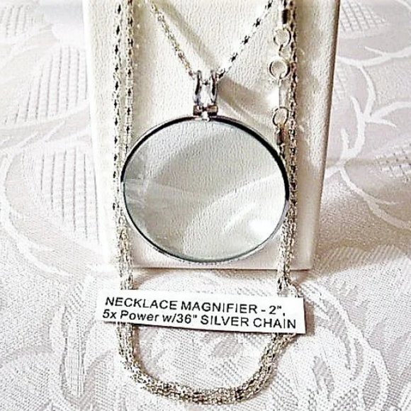 Magnify Glass Necklace Silver Tone 5x Power 36" Chain - Picture 6 of 8